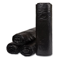 Low-Density Commercial Can Liners, 60 gal, 1.2 mil, 38" x 58", Black, 10 Bags/Roll, 10 Rolls/Carton