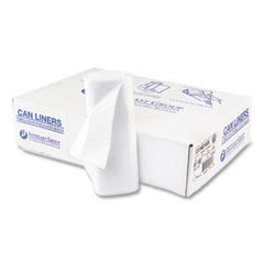 High-Density Interleaved Commercial Can Liners, 33 gal, 16 mic, 33" x 40", Clear, 25 Bags/Roll, 10 Rolls/Carton