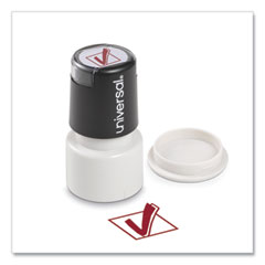 Round Message Stamp, CHECK MARK, Pre-Inked/Re-Inkable, Red