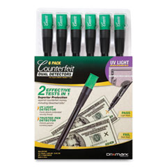 Counterfeit Money Detection System, UV Light; Watermark Detector; Color Change Ink, U.S. Currency, 0.8 x 0.8 x 6, Black/Green