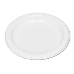 Plastic Dinnerware, Plates, 7" dia, White, 125/Pack