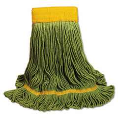 EcoMop Looped-End Mop Head, Recycled Fibers, Large Size, Green