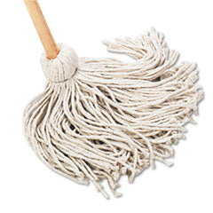 Handle/Deck Mops, #20 White Cotton Head, 54" Natual Wood Handle