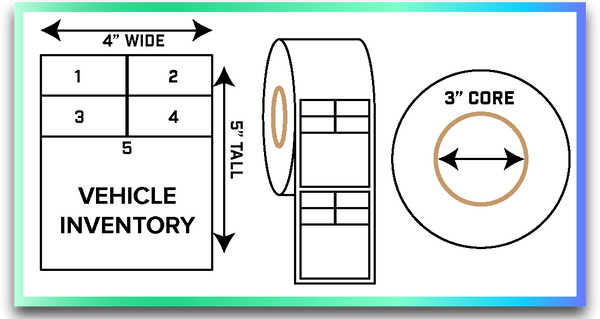 Vehicle Inventory Labels 4 x 5 3